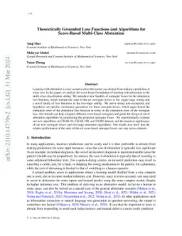 Theoretically Grounded Loss Functions and Algorithms for Score-Based
  Multi-Class Abstention