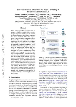 Universal Domain Adaptation for Robust Handling of Distributional Shifts
  in NLP