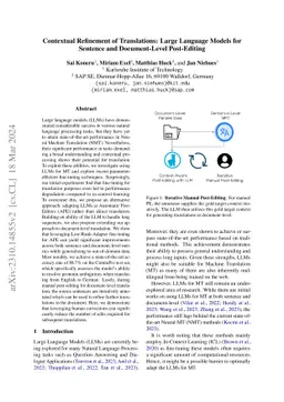 Contextual Refinement of Translations: Large Language Models for
  Sentence and Document-Level Post-Editing