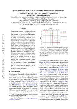 Adaptive Policy with Wait-$k$ Model for Simultaneous Translation