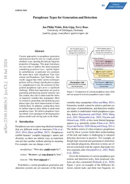 Paraphrase Types for Generation and Detection