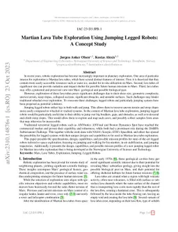 Martian Lava Tube Exploration Using Jumping Legged Robots: A Concept
  Study