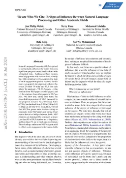 We are Who We Cite: Bridges of Influence Between Natural Language
  Processing and Other Academic Fields