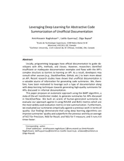 Leveraging Deep Learning for Abstractive Code Summarization of
  Unofficial Documentation