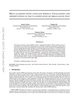 Meta learning with language models: Challenges and opportunities in the
  classification of imbalanced text