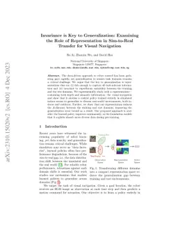 Invariance is Key to Generalization: Examining the Role of
  Representation in Sim-to-Real Transfer for Visual Navigation