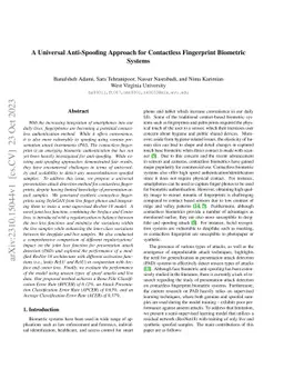 A Universal Anti-Spoofing Approach for Contactless Fingerprint Biometric
  Systems
