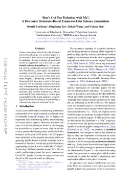 'Don't Get Too Technical with Me': A Discourse Structure-Based Framework
  for Science Journalism