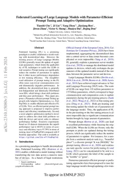 Federated Learning of Large Language Models with Parameter-Efficient
  Prompt Tuning and Adaptive Optimization