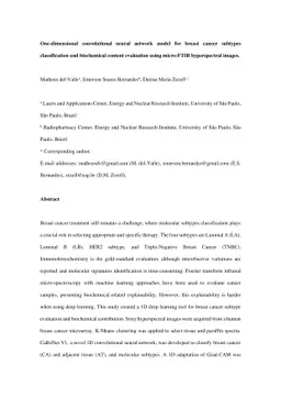 One-dimensional convolutional neural network model for breast cancer
  subtypes classification and biochemical content evaluation using micro-FTIR
  hyperspectral images