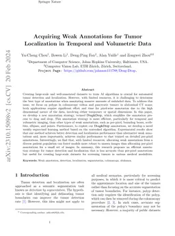 Acquiring Weak Annotations for Tumor Localization in Temporal and
  Volumetric Data