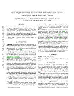 Compressed Sensing of Generative Sparse-latent (GSL) Signals