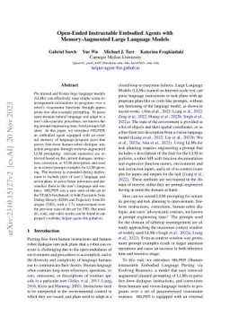 Open-Ended Instructable Embodied Agents with Memory-Augmented Large
  Language Models