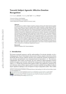 Towards Subject Agnostic Affective Emotion Recognition