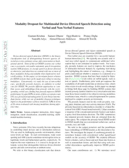 Modality Dropout for Multimodal Device Directed Speech Detection using
  Verbal and Non-Verbal Features