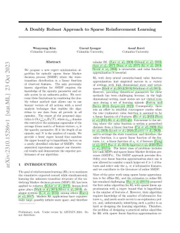 A Doubly Robust Approach to Sparse Reinforcement Learning