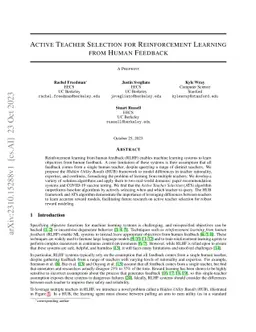 Active teacher selection for reinforcement learning from human feedback