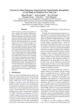 Toward a Critical Toponymy Framework for Named Entity Recognition: A
  Case Study of Airbnb in New York City