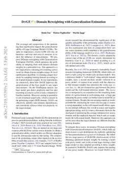DoGE: Domain Reweighting with Generalization Estimation
