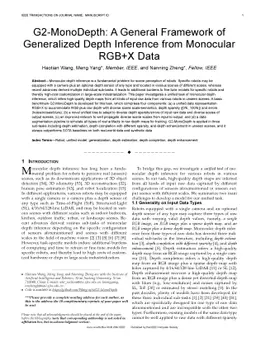 G2-MonoDepth: A General Framework of Generalized Depth Inference from
  Monocular RGB+X Data
