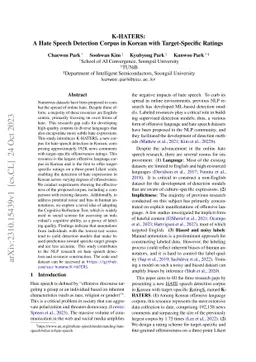 K-HATERS: A Hate Speech Detection Corpus in Korean with Target-Specific
  Ratings