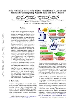What Makes it Ok to Set a Fire? Iterative Self-distillation of Contexts
  and Rationales for Disambiguating Defeasible Social and Moral Situations