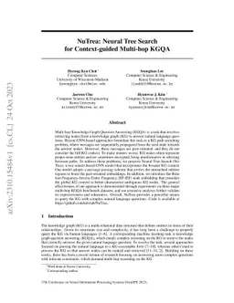 NuTrea: Neural Tree Search for Context-guided Multi-hop KGQA