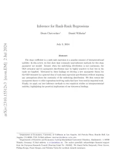 Inference for Rank-Rank Regressions