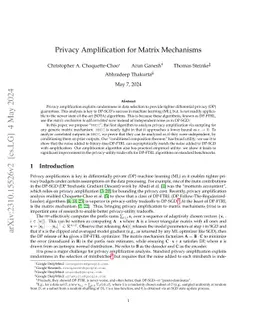 Privacy Amplification for Matrix Mechanisms