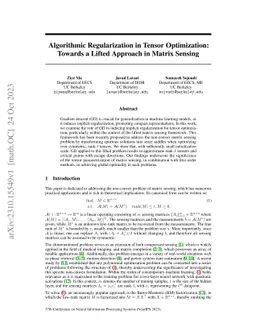Algorithmic Regularization in Tensor Optimization: Towards a Lifted
  Approach in Matrix Sensing