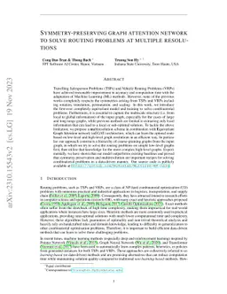 Symmetry-preserving graph attention network to solve routing problems at
  multiple resolutions