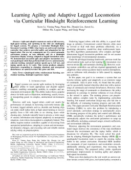 Learning Agility and Adaptive Legged Locomotion via Curricular Hindsight
  Reinforcement Learning