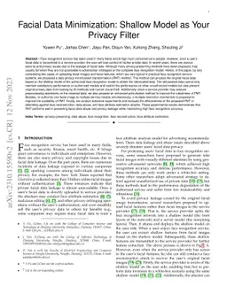 Facial Data Minimization: Shallow Model as Your Privacy Filter