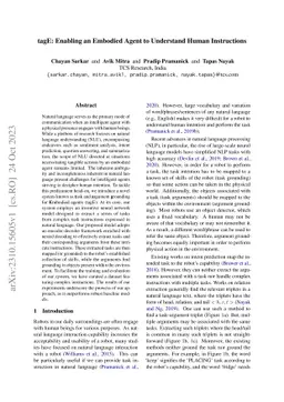 tagE: Enabling an Embodied Agent to Understand Human Instructions