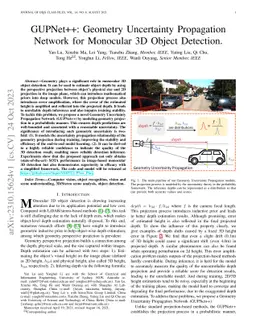 GUPNet++: Geometry Uncertainty Propagation Network for Monocular 3D Object Detection