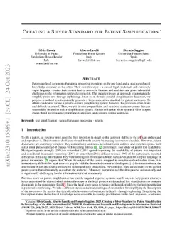 Creating a silver standard for patent simplification