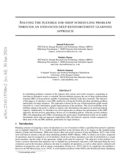 Solving the flexible job-shop scheduling problem through an enhanced
  deep reinforcement learning approach