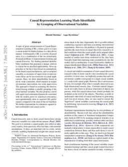 Causal Representation Learning Made Identifiable by Grouping of
  Observational Variables