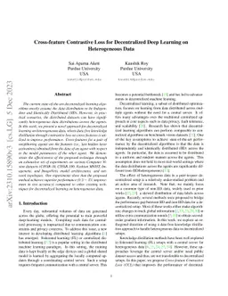 Cross-feature Contrastive Loss for Decentralized Deep Learning on
  Heterogeneous Data