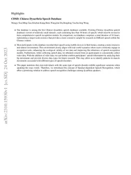 CDSD: Chinese Dysarthria Speech Database