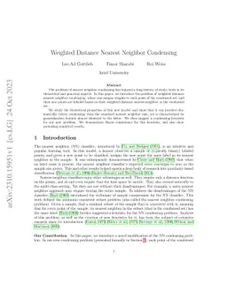 Weighted Distance Nearest Neighbor Condensing