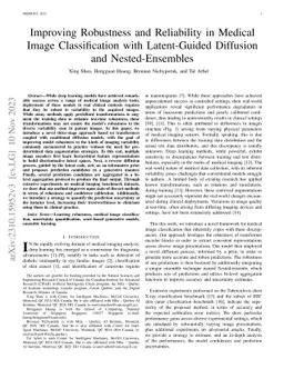 Improving Robustness and Reliability in Medical Image Classification with Latent-Guided Diffusion and Nested-Ensembles