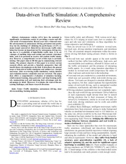 Data-driven Traffic Simulation: A Comprehensive Review