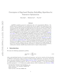 Convergence of Sign-based Random Reshuffling Algorithms for Nonconvex Optimization