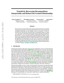 Transitivity Recovering Decompositions: Interpretable and Robust
  Fine-Grained Relationships