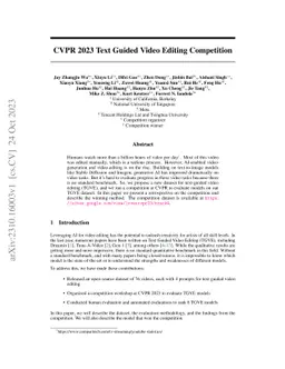 CVPR 2023 Text Guided Video Editing Competition