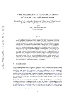 What Algorithms can Transformers Learn? A Study in Length Generalization