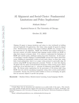AI Alignment and Social Choice: Fundamental Limitations and Policy
  Implications