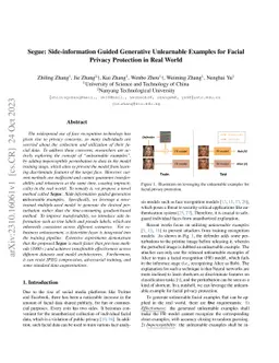 Segue: Side-information Guided Generative Unlearnable Examples for
  Facial Privacy Protection in Real World