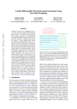 Locally Differentially Private Document Generation Using Zero Shot
  Prompting